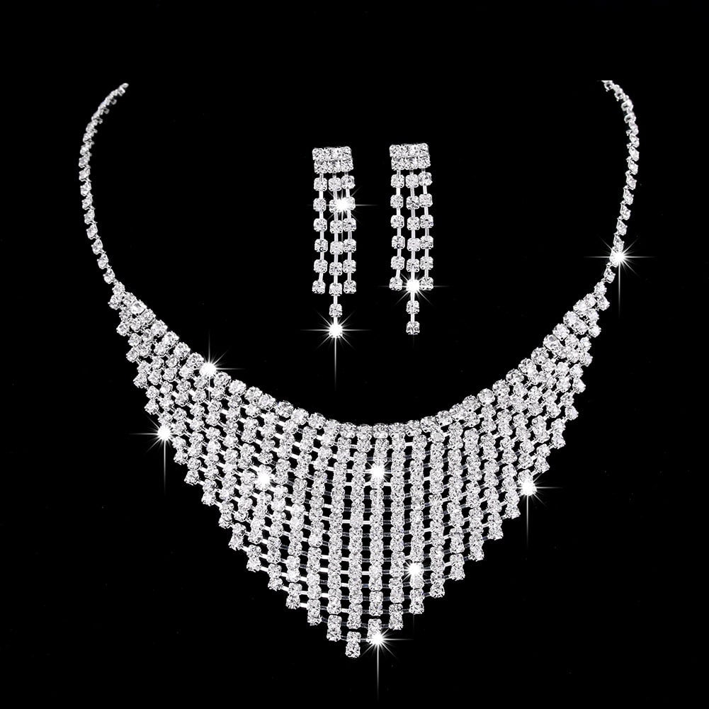 Elegant rhinestone necklace set